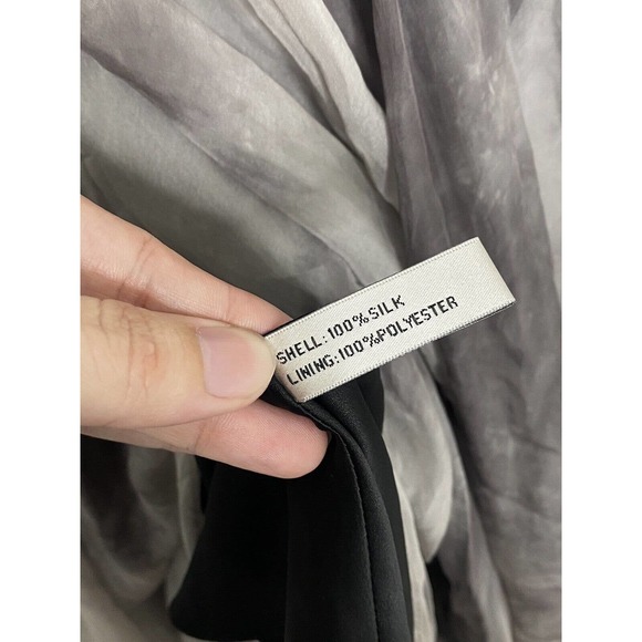 Walter Intermix Anthropologie Silk Chiffon Charcoal Gray Tie Dye Mini Dress Sz 4 - Picture 3 of 5